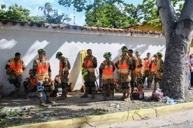 Search and rescue operations continue in earthquake-hit Venezuela LA GUAIRA, VENEZUELA - JUNE 29: Members of the Salvadoran brigade are seen as more than 1,600 specialists from 30 countries and 12 UN-coordinated rescue teams have arrived following the earthquakes of June 24 in La Guaira, Venezuela, on June 29, 2026. The contingent includes personnel from Switzerland, the United States, Mexico, Colombia, and the European Union, deploying primarily to La Guaira state. Diko Betancourt Anadolu La Guaira Venezuela. Editorial use only. Please get in touch for any other usage.  Copyright: x2026xAnadoluxDikoxBetancourtx