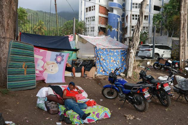Caraballeda Relief Center, La Guaira, Venezuela A man waits in a makeshift tent at the Caraballeda relief center after an earthquake in Venezuela destroys his home in La Guaira on June 29, 2026. La Guaira Venezuela  Copyright: xJavierxCamposx originalFilename: campos-notitle260629_np9xE.jpg