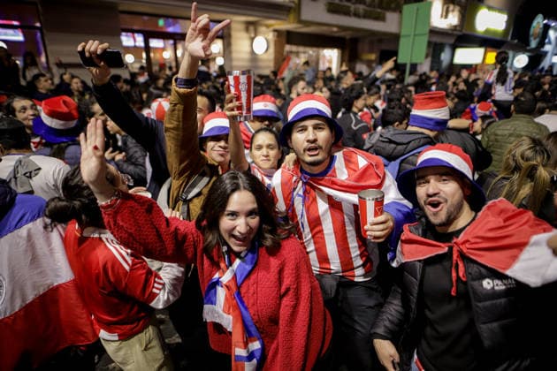 Paraguayan fans celebrate World Cup win over Germany ASUNCION, PARAGUAY - JUNE 30: Paraguayan football fans celebrate in Asuncion after Paraguay defeated Germany 4-3 in a penalty shootout following a 1-1 draw to advance to the Round of 16 of the FIFA World Cup 2026 on June 29, 2026. Nathalia Aguilar Anadolu Asuncion Paraguay. Editorial use only. Please get in touch for any other usage.  Copyright: x2026xAnadoluxNathaliaxAguilarx