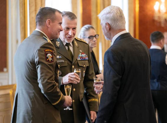 Czech President Petr Pavel, right, appoints Miroslav Hlavac, middle, as new Chief of General Staff of the Czech Armed Forces, in Prague, Czech Republic, on June 30, 2026. On the left side is seen outgoing chief Karel Rehka. (CTKxPhoto MichaelaxRihova) CTKPhotoP2026063003092  CTKPhotoP2026063003092
