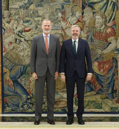 The King Grants an Audience to Jorge Azcón King Felipe VI grants an audience to the president of Aragon, Jorge Azcón, at the Zarzuela Palace on June 30, 2026, in Madrid, Spain. The audience takes place following Azcón’s recent reelection as President of Aragon. JUNE 30, 2026 Marta Ferná Spain  Copyright: xMartaxFernandezx 7632266