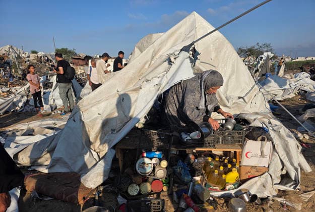 Displaced Families Inspect Damage After Israeli Airstrike in al-Mawasi Palestinian displaced families inspect damage to their tents and belongings following an Israeli airstrike that targeted a camp for displaced people in the al-Mawasi area of Khan Younis, southern Gaza Strip, on June 30, 2026. The Israeli army carried out the strike despite a ceasefire, causing extensive damage across the area. Photo by Tariq Mohammad APA Images Khan Yunis Gaza Strip Palestinian Territory 300626_Khan_Yunis_TM_00(34) Copyright: xapaimagesxTariqxMohammad xapaimagesx