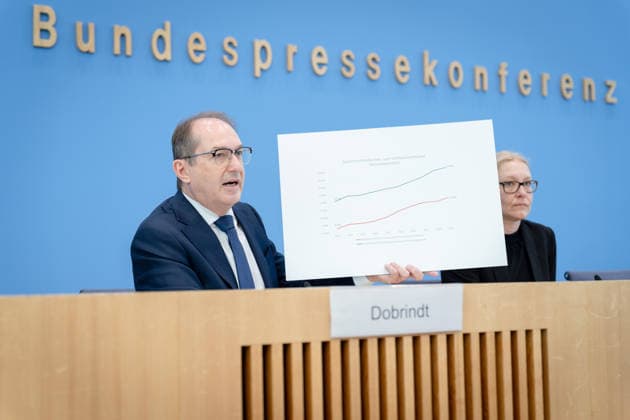 BPK, Vorstellung Verfassungsschutzbericht 2025 Berlin, BPK, Vorstellung Verfassungsschutzbericht 2025, Alexander Dobrindt, Bundesinnenminister, Bundespressekonferenz Berlin Berlin GER *** BPK, Presentation of the 2025 Report on the Protection of the Constitution, Berlin; BPK, Presentation of the 2025 Report on the Protection of the Constitution; Alexander Dobrindt, Federal Minister of the Interior; Federal Press Conference, Berlin, Germany
