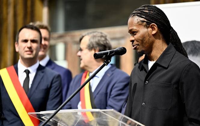 Yvan Lumumba delivers a speech at the inauguration of the Place Patrice Lumumba in the Saint-Leonard district, in Liege, Tuesday 30 June 2026. First elected Prime Minister of the DRC Congo Lumumba was shot on 17 January 1961 in separatist Katanga by local soldiers, but in the presence of Belgian officials, just a few months after the independence of the former Belgian Congo.  ERICxLALMAND 179967317