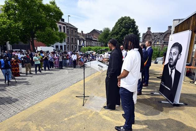 Yvan Lumumba delivers a speech at the inauguration of the Place Patrice Lumumba in the Saint-Leonard district, in Liege, Tuesday 30 June 2026. First elected Prime Minister of the DRC Congo Lumumba was shot on 17 January 1961 in separatist Katanga by local soldiers, but in the presence of Belgian officials, just a few months after the independence of the former Belgian Congo.  ERICxLALMAND 179967335