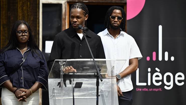 Yema Lumumba, Patrice Lumumba s granddaughter and Yvan Lumumba pictured during the inauguration of the Place Patrice Lumumba in the Saint-Leonard district, in Liege, Tuesday 30 June 2026. First elected Prime Minister of the DRC Congo Lumumba was shot on 17 January 1961 in separatist Katanga by local soldiers, but in the presence of Belgian officials, just a few months after the independence of the former Belgian Congo.  ERICxLALMAND 179967551