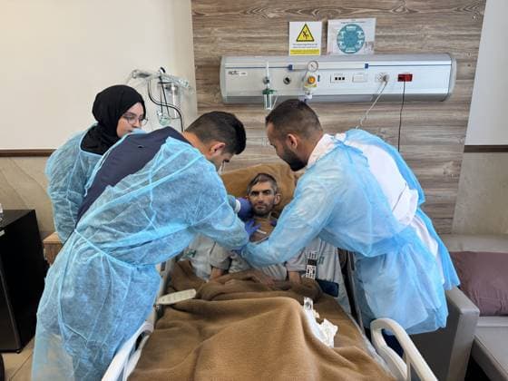 Palestinian journalist recalls life after brain hemorrhage following Israeli detention JENIN, WEST BANK, PALESTINE – JUNE 30: Palestinian journalist Mujahid Bani Muflih receives medical treatment at Ibn Sina Hospital after he was held in an Israeli prison for six months without charge and subjected to abuse during his detention in Jenin on June 30, 2026. Muflih, who underwent surgery after suffering a brain hemorrhage following his release, spoke to Anadolu about his detention and ongoing recovery. Moiz Salhi Anadolu Ramallah West Bank. Editorial use only. Please get in touch for any other usage.  Copyright: x2026xAnadoluxMoizxSalhix