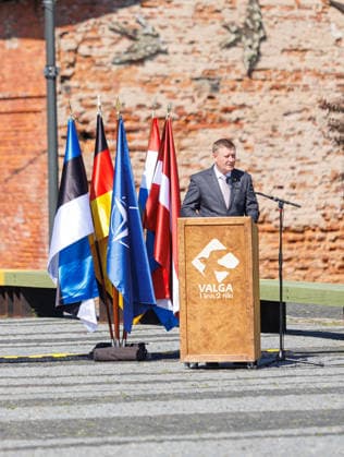 Valga, 30.06.2026. The 1 German Netherlands Corps (1GNC) officially assume tactical command of the Estonian and Latvian land forces from Multinational Corps Northeast. The ceremony was held on Valga Central Square. The ceremony was attended by Estonian Minister of Defence Hanno Pevkur, German Minister of Defence Boris Pistorius, Dutch Minister of Defence Dilan Yesilgöz, Latvian Minister of Defence Raivis Melnis, as well as senior military leaders from NATO and member states. Photo Arvo Meeks, Louna-Eesti Postimees Valga Valgamaa Estonia 2MA30juuni2026A039  Copyright: xArvoxMeeksx Raivis Melnis