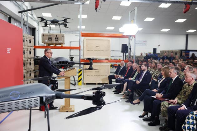 Prime Minister Keir Starmer visits Malloy Aeronautics 30 06 2026. Maidenhead, United Kingdom. Prime Minister Keir Starmer delivers a speech on Defence watched by Rachel Reeves, Chancellor of the Exchequer and Dan Jarvis, Defence Secretary at Malloy Aeronautics., Credit:Ben Perry B66 Avalon United Kingdom, Berkshire, Maidenhead, Malloy Aeronautics  Copyright: xBenxPerryx xB66x xAvalonx 1113544762