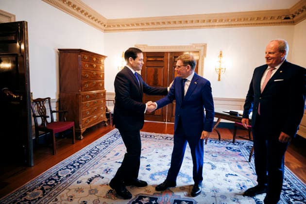 Johann Wadephul (CDU), Bundesaussenminister, trifft Marco Rubio, Aussenminister der Vereinigten Staaten von Amerika zu einem Gespraech in Washington D.C., 29.06.2026. Fotografiert im Auftrag des Auswaertigen Amtes (AA) Washington D.C. Vereinigten Staaten von Amerika *** Johann Wadephul (CDU), Federal Minister of Foreign Affairs, meets with Marco Rubio, Secretary of State of the United States of America, for talks in Washington, D.C., on June 29, 2026. Photographed on behalf of the Federal Foreign Office (AA) in Washington, D.C., United States of America. Copyright: xFelixxZahnx