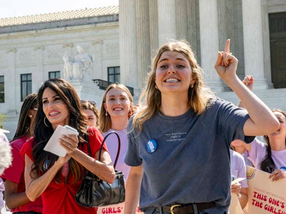 June 30, 2026, Washington, District Of Columbia, USA: Volleyball athlete MACY CHARLES (right) and PENNY NANCE (left), the CEO of Concerned Women for America, celebrate the U.S. Supreme Court unanimous decision that in the case of West Virginia v. B. P. J. schools may determine eligibility for female sports based on biological sex as determined at birth, Washington USA - ZUMAd155 20260630_znp_d155_007 Copyright: xSuexDorfmanx