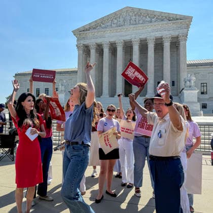 June 30, 2026, Washington, District Of Columbia, USA: Supporters of girls only in sports celebrate the U.S. Supreme Court unanimous decision that schools may determine eligibility for female sports teams based.on biological sex in the case of West Virginia v. B. P. J. Washington USA - ZUMAd155 20260630_znp_d155_012 Copyright: xSuexDorfmanx