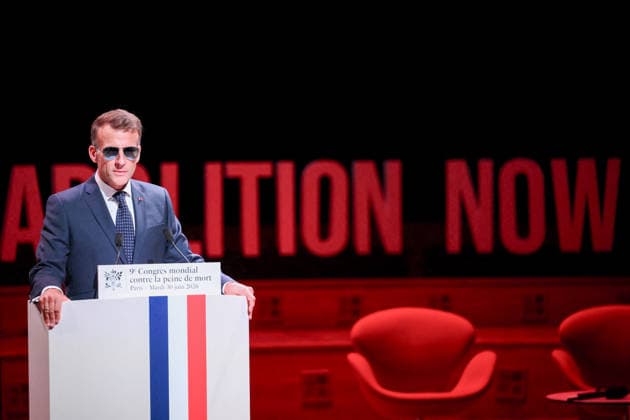 French President Emmanuel Macron delivers a speech at the 9th World Congress Against the Death Penalty in Paris, France, on June 30, 2026. Eliot Blondet Pool Bestimage French President Emmanuel Macron delivers a speech during the World Congress Against the Death Penalty in Paris, on June 30, 2026, Paris, France  Copyright: xEliotxBlondetx xPoolx xBestimagexEliotxBlondetx xPoolx xBestimagex