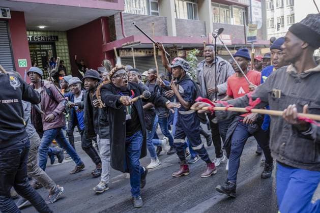 Anti-immigrant demonstrations continue in South Africa JOHANNESBURG, SOUTH AFRICA - JUNE 30: Hundreds of people gather to protest irregular migrants and call on the government to deport undocumented immigrants in Johannesburg, South Africa on June 30, 2026. Anti-immigrant demonstrations are being held across South Africa as growing pressure on foreign nationals in recent months has brought migration, unemployment and security issues back into the national spotlight. Ihsaan Haffejee Anadolu Johannesburg South Africa. Editorial use only. Please get in touch for any other usage.  Copyright: x2026xAnadoluxIhsaanxHaffejeex