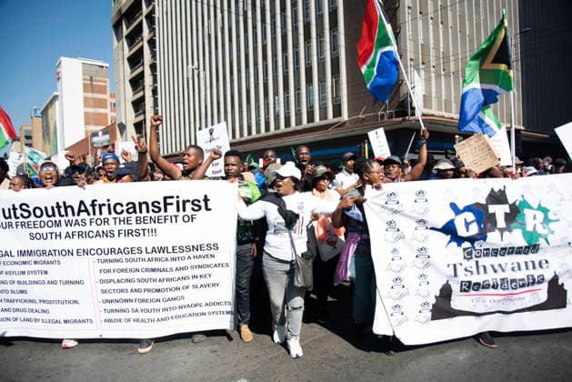 June 30, 2026, Pretoria, Gauteng, South Africa: June 30, 2026 , Pretoria, South Africa: Nearly 5,000 protesters took part in a march against illegal immigration in Pretoria. The demonstrations were reportedly organized by more than 20 anti-migrant organizations and civil society groups, including the March and March movement. Pretoria South Africa - ZUMAd214 20260630_znp_d214_182 Copyright: xManashxDasx