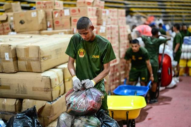 Humanitarian aid gathered in La Guaira for Earthquake Victims LA GUAIRA, VENEZUELA - JUNE 30: Humanitarian aid sent to Venezuela is being gathered at the Polideportivo Jose Maria Vargas sports complex in La Guaira, the city worst hit by the earthquake, and prepared for delivery to those in need on June 30, 2026. Cem Tekkesinoglu Anadolu La Guaira Venezuela. Editorial use only. Please get in touch for any other usage.  Copyright: x2026xAnadoluxCemxTekkesinoglux