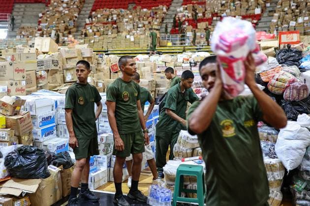 Humanitarian aid gathered in La Guaira for Earthquake Victims LA GUAIRA, VENEZUELA - JUNE 30: Humanitarian aid sent to Venezuela is being gathered at the Polideportivo Jose Maria Vargas sports complex in La Guaira, the city worst hit by the earthquake, and prepared for delivery to those in need on June 30, 2026. Cem Tekkesinoglu Anadolu La Guaira Venezuela. Editorial use only. Please get in touch for any other usage.  Copyright: x2026xAnadoluxCemxTekkesinoglux