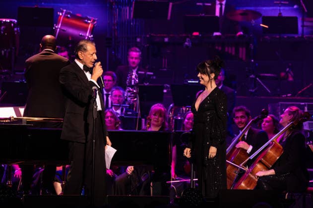 IPA86258679 - London: Jeff Goldblum and Imelda May perform live at the Royal Albert Hall. Pictured: Jeff Goldblum and Imelda May  Copyright: xCristinaxMasseix xx 86258679