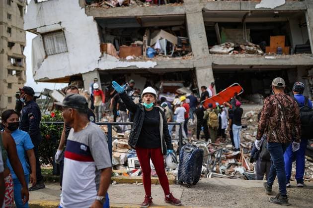 Search operations and salvage efforts continue amid rubble in La Guaira, Venezuela LA GUAIRA, VENEZUELA - JUNE 30: Earthquake survivors try to salvage what is left of their belongings from the debris and collapsed concrete structures, in La Guaira, Venezuela, on June 30, 2026. The popular coastal neighborhoods of Carabellada and Caribe, once favorites among vacationers, have been turned into piles of rubble in La Guaira, the city most affected by the earthquakes in Venezuela, revealing the true horror of the disaster while search and rescue operations continue in the region. Cem Tekkesinoglu Anadolu La Guaira Venezuela. Editorial use only. Please get in touch for any other usage.  Copyright: x2026xAnadoluxCemxTekkesinoglux