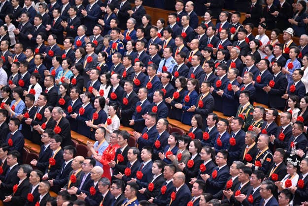 (260701) -- BEIJING, July 1, 2026 -- A gathering in celebration of the 105th founding anniversary of the Communist Party of China (CPC) is held at the Great Hall of the People in Beijing, capital of China, July 1, 2026. ) FOCUS China holds gathering marking 105th founding anniversary of CPC YuexYuewei 