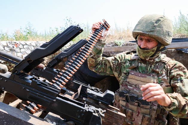 RUSSIA, ZAPOROZHYE REGION - JUNE 30, 2026: A serviceman of Russia s Dnepr Group of Forces conducts air surveillance on the Zaporozhye front of Russia s special military operation. Alexander Polegenko TASS  94533081