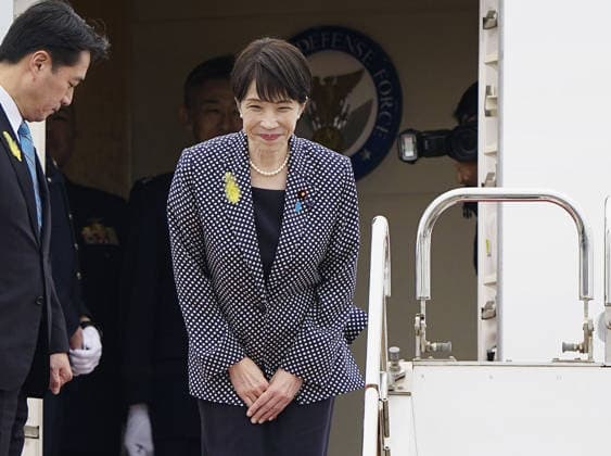 Japan PM Takaichi off to India Japanese Prime Minister Sanae Takaichi (R) boards a government plane at Tokyo s Haneda airport on July 1, 2026, to make a three-day trip to India for a summit with Indian Prime Minister Narendra Modi.  A14AA0005621127P