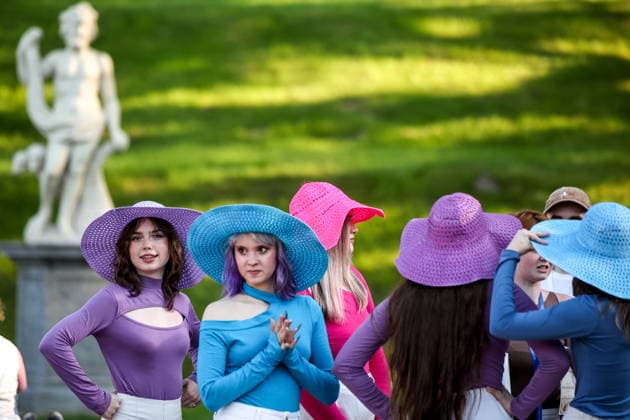 RUSSIA, ST PETERSBURG - JUNE 30, 2026: Young people attend an annual ball held at the Peterhof State Museum Reserve for school leavers awarded gold medals for academic excellence. Peter Kovalev TASS  94535254