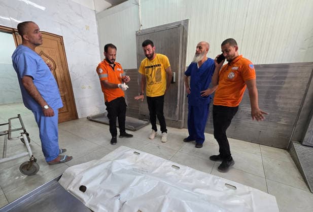 Unidentified remains transferred to Nasser Medical Complex in Khan Younis Ambulance crews transport the remains of an unidentified person to Nasser Medical Complex after they were recovered from the al-Amal neighborhood, north of Khan Younis in the southern Gaza Strip, on July 1, 2026. The remains were retrieved from the area before being transferred to the hospital for further procedures. Photo by Tariq Mohammad APA Images Khan Yunis Gaza Strip Palestinian Territory 010726_Khan_Yunis_TM_00(4) Copyright: xapaimagesxTariqxMohammad xapaimagesx
