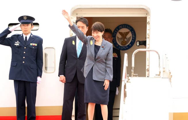 July 1, 2026, Tokyo, Japan - Japanese Prime Minister Sanae Takaichi leaves the Tokyo International Airport to India on Wednesday, July 1, 2026. Takaichi will make a three-day trip to India to meet with her Indian counterpart Narendra Modi. (photo by Yoshio Tsunoda AFLO)  aflo_336447342