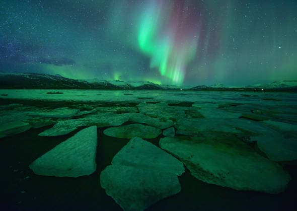 Landscape night on iceberg Iceland Ísafjörður, Ísafjarðarbær, Iceland CR_SSBW260629-2050944-01