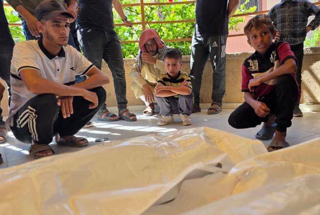 Mourners bid farewell to two Palestinians at Nasser Medical Complex Mourners bid farewell to the bodies of two Palestinians at Nasser Medical Complex in Khan Younis, southern Gaza Strip, on July 1, 2026, after they were killed in an Israeli airstrike that targeted a group of people near the Asdaa junction in the al-Mawasi area of Khan Younis the previous evening. Photo by Tariq Mohammad APA Images Khan Yunis Gaza Strip Palestinian Territory 010726_Khan_Yunis_TM_01(6) Copyright: xapaimagesxTariqxMohammad xapaimagesx