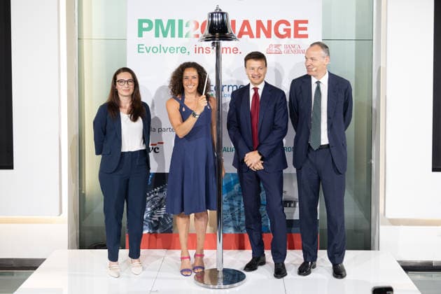 IPA86269296 - Milan, July 1, 2026, Palazzo Mezzanotte, Piazza Affari, PMI2CHANGE ETF Ring The Bell ceremony, Pmi2Change press conference, featuring Banca Generali CEO Gian Maria Mossa, Intermonte CEO and Olympic skiing champion Federica Brignone.  Copyright: xFrancescoxEnriquezx xFrancescoxEnriquezx 86269296