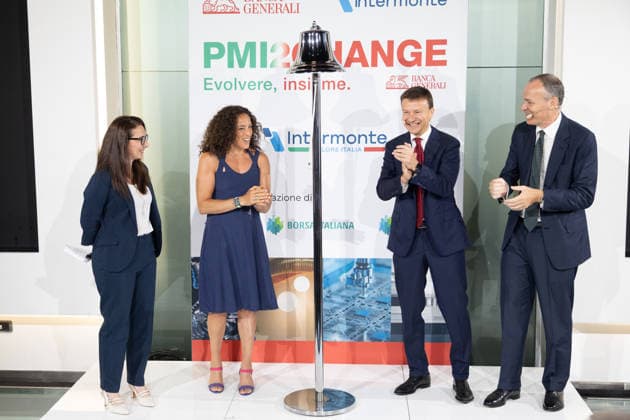 IPA86269301 - Milan, July 1, 2026, Palazzo Mezzanotte, Piazza Affari, PMI2CHANGE ETF Ring The Bell ceremony, Pmi2Change press conference, featuring Banca Generali CEO Gian Maria Mossa, Intermonte CEO and Olympic skiing champion Federica Brignone.  Copyright: xFrancescoxEnriquezx xFrancescoxEnriquezx 86269301