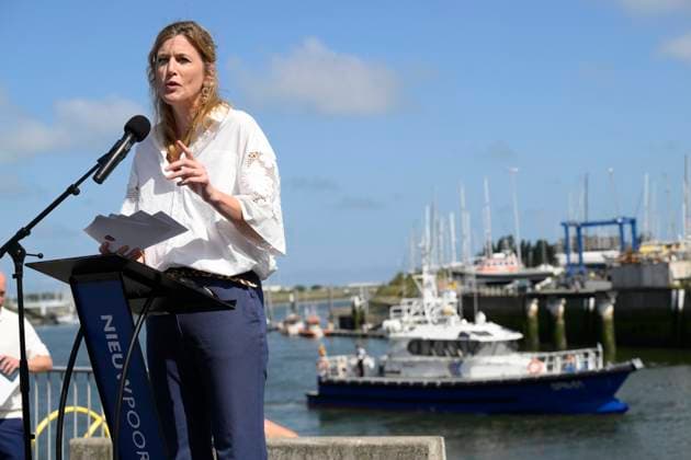 Bel Mer Mussels Presentation NIEUWPOORT, BELGIUM - JULY 01: Annelies Verlinden (CD&V), Minister of Justice of Federal Government pictured during the press presentation of the Bel Mer mussels from Colruyt s marine farm on July 01, 2026 in Nieuwpoort, Belgium, 01 07 2026 Nieuwpoort Belgium  Copyright: xPhilipxReynaersx