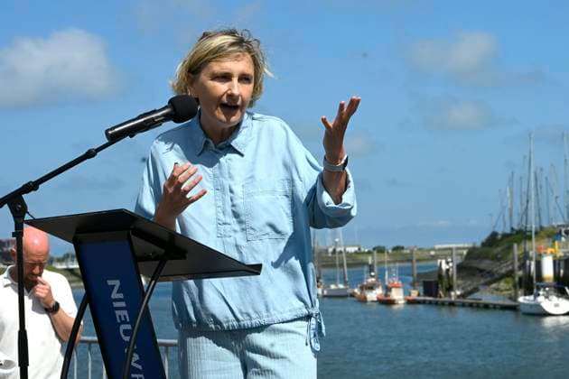 Bel Mer Mussels Presentation NIEUWPOORT, BELGIUM - JULY 01: Hilde Crevits (CD&V,) Deputy Minister-President of the Government of Flanders, Flemish Minister for Home Affairs, Urban and Rural Policy, Living Together, Integration and Civic Integration, Public Governance, Social Economy and Fisheries pictured during the press presentation of the Bel Mer mussels from Colruyt s marine farm on July 01, 2026 in Nieuwpoort, Belgium, 01 07 2026 Nieuwpoort Belgium  Copyright: xPhilipxReynaersx