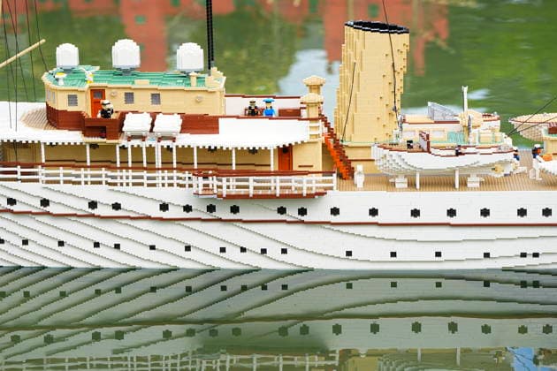 DENMARK Report from Legoland with the Royal Yacht Dannebrog built in Lego The Royal Yacht Dannebrog Legoland in Billund, Wednesday, July 1, 2026. The new construction in Miniland is inspired by the Copenhagen Harbor. The area is built at a scale of 1:20, which gives the model of the Royal Yacht a length of over four meters. 225, 000 bricks have been used to build the Royal Yacht Dannebrog, and it took 800 hours to build the ship. (Photo: Bo Amstrup Scanpix 2026) , Billund Denmark *** DENMARK Report from Legoland featuring the Royal Yacht Dannebrog built from Lego The Royal Yacht Dannebrog at Legoland in Billund, Wednesday, July 1, 2026 The new structure in Miniland is inspired by Copenhagen Harbor. The area is built to a scale of 1:20, wh  Copyright: BoxAmstrupx spdk20260701-121500-L