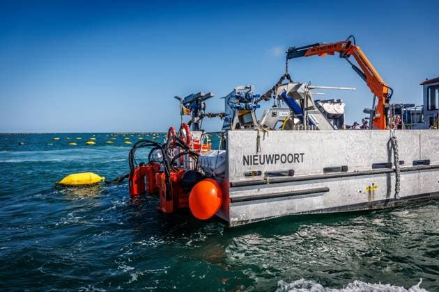 The Bel Mer mussels of the commercial sea farm from Colruyt Group in Nieuwpoort are presented to the press on Wednesday 01 July 2026. Colruyt Group is developing the first commercial sea farm off the Belgian coast: Sea Farm Westdiep. The company has started farming Belgian mussels in 2022.  KURTxDESPLENTER 180079976