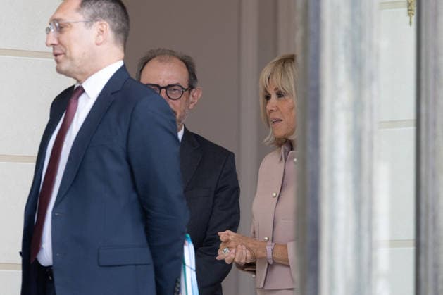 Grand Duke Guillaume and Grand Duchess Stephanie of Luxembourg received at Elysee Brigitte Macron waiting arrival of Grand Duke Guillaume of Luxembourg and Grand Duchess Stephanie of Luxembourg before a meeting at Elysee Palace, Paris France on July 1 2026. Photo by Raphael Lafargue ABACAPRESS.COM Paris France  Copyright: xLafarguexRaphael ABACAx