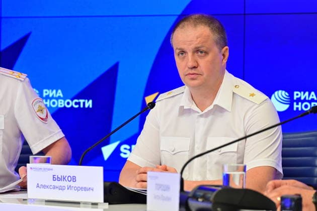 Press conference dedicated to the Day of the State Traffic Safety Inspectorate, celebrated annually on July 3. MMPC Russia Today, Moscow, July 1, 2026. Pictured: Aleksandr Bykov, Head of the Department of State Traffic Safety Inspectorate of the Main Directorate of the Ministry of Internal Affairs of Russia for Moscow. Photo: Pavel Kashaev. PavelxKashaev