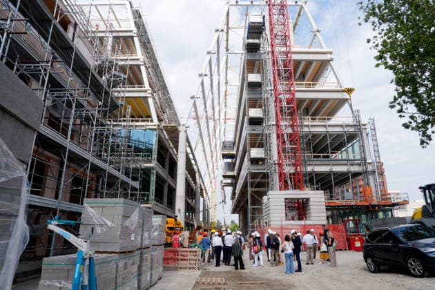 IPA86274979 - Milan, July 1, 2026: Press conference and site visit to assess the progress of construction on the BEIC Library (European Library of Information and Culture); pictured is the Promenade  Copyright: xDuilioxPiaggesix xDuilioxPiaggesix 86274979