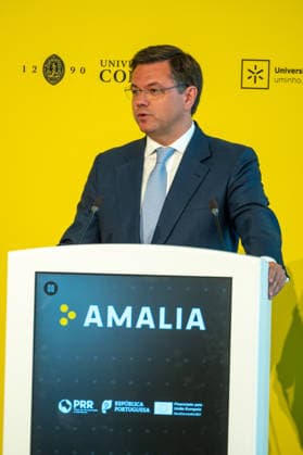 July 1, 2026, Lisbon, Lisbon, Portugal: Portuguese Deputy Minister and Minister for State Reform GONo¡ALO SARAIVA MATIAS delivers a speech during the official presentation of AmoÂ¡lia , the new Portuguese Large Language Model (LLM) artificial intelligence initiative, at the To cnico Innovation Center in Lisbon. Lisbon Portugal - ZUMAr238 20260701_zip_r238_005 Copyright: xRicardoxRochax