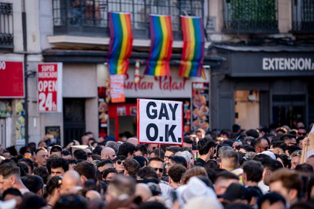 MADO 2026 Opening Ceremony A banner during the Madrid Pride 2026 (MADO 2026) opening ceremony in Pedro Zerolo Square on July 1, 2026, in Madrid, Spain. The official opening will once again be led by La Plexy, a familiar face on Madrid’s nightlife scene. Alongside the master of ceremonies, the LGBTI film festival opening address will be hosted by Cayetana Guillén Cuervo, while Kany García will serve as the keynote speaker for Latino Pride on July 1, 2026, in Madrid, Spain.  Copyright: xA.xPÃ rezxMecax 7636935