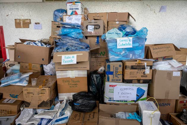 Volunteers organize medicines and medical supplies at the Collection and Distribution Center established at the Institute of Tropical Medicine of the Central University of Venezuela in Caracas on July 1, 2026, to support relief efforts following the devastating earthquakes that struck the country Caracas Miranda Venezuela Copyright: xJimmyxVillaltax xVWPicsx JVI-EarthquakeVenezuela-178