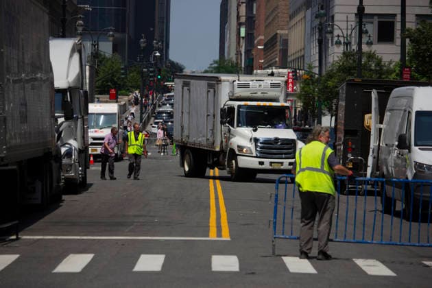 July 1, 2026, New York, New York, USA: Activity outside Madison Square Garden where the Taylor Swift and Travis Kelce wedding is expected this week. New York USA - ZUMAm57_ 20260701_zaf_m57_011 Copyright: xJohnxMarshallxMantelx
