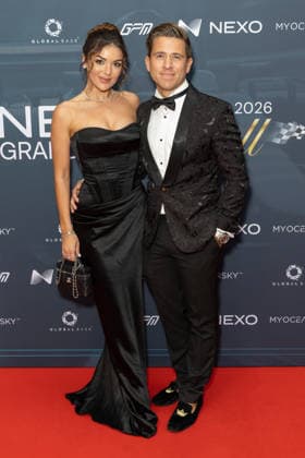 Nexo Grand Prix Ball in London, UK - 01 Jul 2026 (L-R), Cameron Biafore and Grand prix Ball Creator, Jonny Dodge attend the Nexo Grand Prix Ball at The Peninsula Hotel, London. London United Kingdom Copyright: xPhilxLewisx xSOPAxImagesx CameronBiaforeJonnyDodge-9657