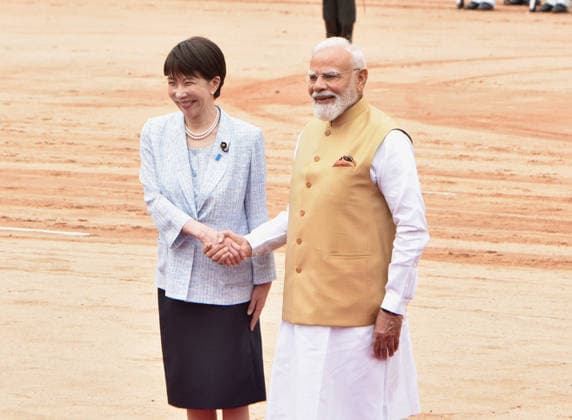 Japanese Prime Minister Sanae Takaichi in New Delhi NEW DELHI, INDIA - JULY 02: Indian Prime Minister Narendra Modi (R) welcomes Japanese Prime Minister Sanae Takaichi (L) with a ceremonial reception at India s presidential palace, Rashtrapati Bhavan, in New Delhi, India on July 02, 2026. Imtiyaz Khan Anadolu New Delhi India. Editorial use only. Please get in touch for any other usage.  Copyright: x2026xAnadoluxImtiyazxKhanx