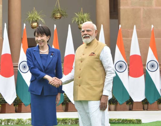 Japanese Prime Minister Sanae Takaichi in New Delhi NEW DELHI, INDIA - JULY 02: Indian Prime Minister Narendra Modi welcomes Japanese Prime Minister Sanae Takaichi with a ceremonial reception at India s presidential palace, Rashtrapati Bhavan, in New Delhi, India on July 02, 2026. Imtiyaz Khan Anadolu New Delhi India. Editorial use only. Please get in touch for any other usage.  Copyright: x2026xAnadoluxImtiyazxKhanx