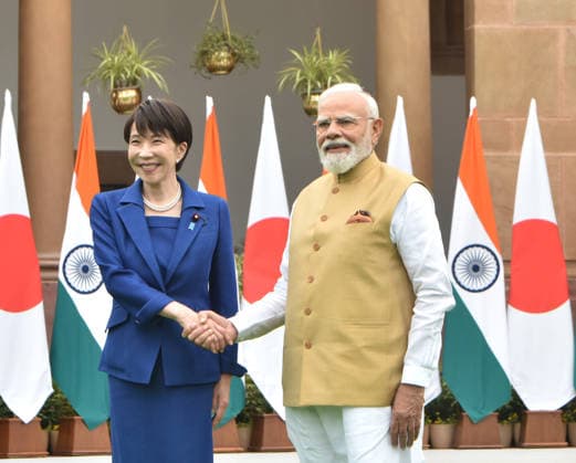 Japanese Prime Minister Sanae Takaichi in New Delhi NEW DELHI, INDIA - JULY 02: Indian Prime Minister Narendra Modi welcomes Japanese Prime Minister Sanae Takaichi with a ceremonial reception at India s presidential palace, Rashtrapati Bhavan, in New Delhi, India on July 02, 2026. Imtiyaz Khan Anadolu New Delhi India. Editorial use only. Please get in touch for any other usage.  Copyright: x2026xAnadoluxImtiyazxKhanx