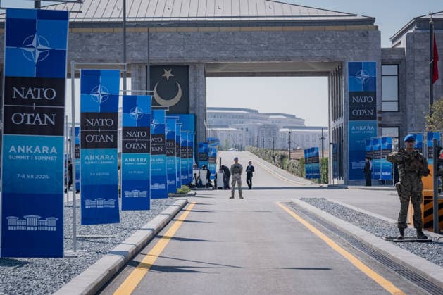 Ay Yildiz Joint Headquarters in Ankara??????? ANKARA, TURKIYE - JULY 2: Soldiers stand guard at Ay Yildiz Joint Headquarters, which brings together the General Staff and the Army, Navy, and Air Force commands under one roof, in Ankara, Turkiye on July 2, 2026. Distinguished by its crescent-and-star-inspired architecture, the complex is one of Turkiye s most significant defense investments. A reception for visiting defense ministers and senior NATO officials is scheduled to be held at the headquarters during the NATO Heads of State and Government Summit in Ankara on July 7-8. Ahmet Serdar Eser Anadolu Ankara Turkey. Editorial use only. Please get in touch for any other usage.  Copyright: x2026xAnadoluxAhmetxSerdarxEserx