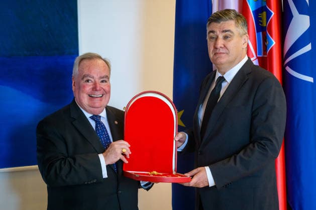 Croatian President Milanovic meets Grand Master of the Sovereign Military Order of Malta Croatian President Zoran Milanovic exchanges gifts with Fra John Timothy Dunlap, Prince and Grand Master of the Sovereign Military Order of Malta, during their meeting at the Office of the President in Zagreb, Croatia, July 2, 2026.  NevaxZganec PIXSELL